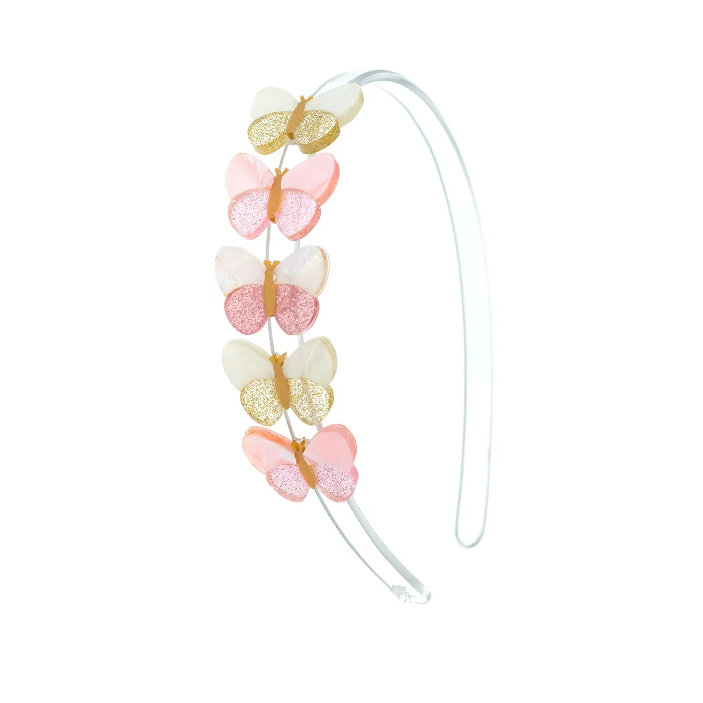 Diadema Mariposas Brillantes Tonos Rosados