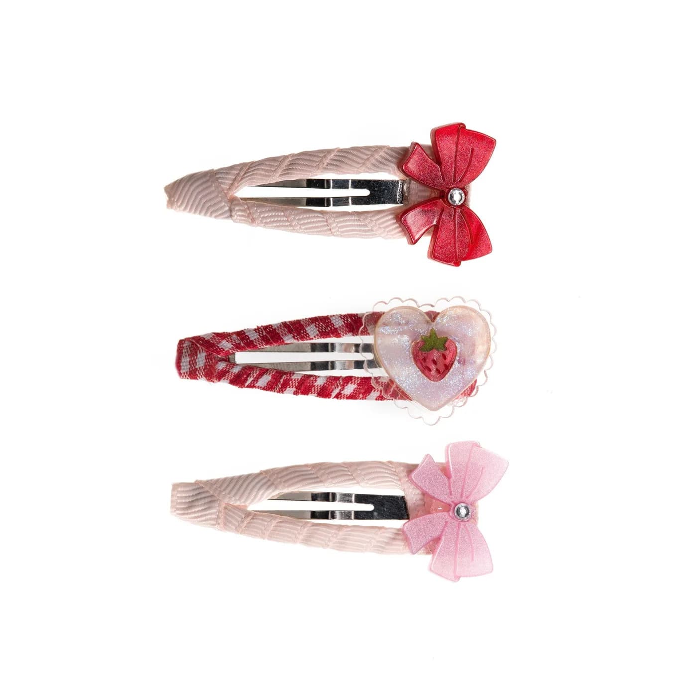 Ganchos de Presión Lazos y Fresas con Perlas