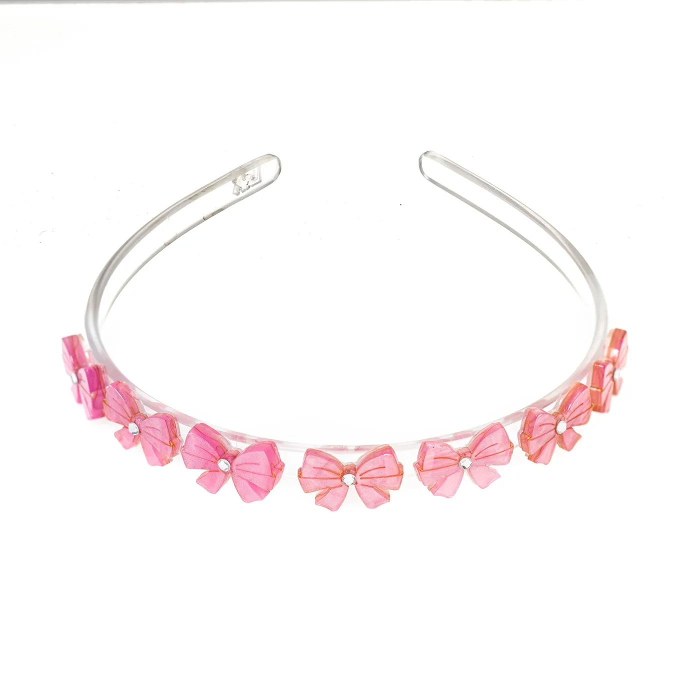 Diadema Lazos Mini Rosado Perlado