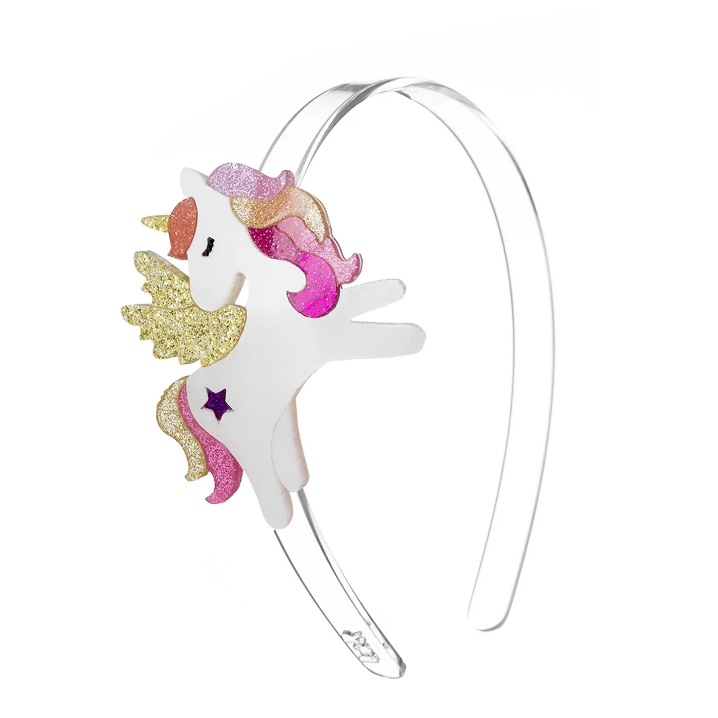 Diadema Unicornio con Alas Coral y Brillantina
