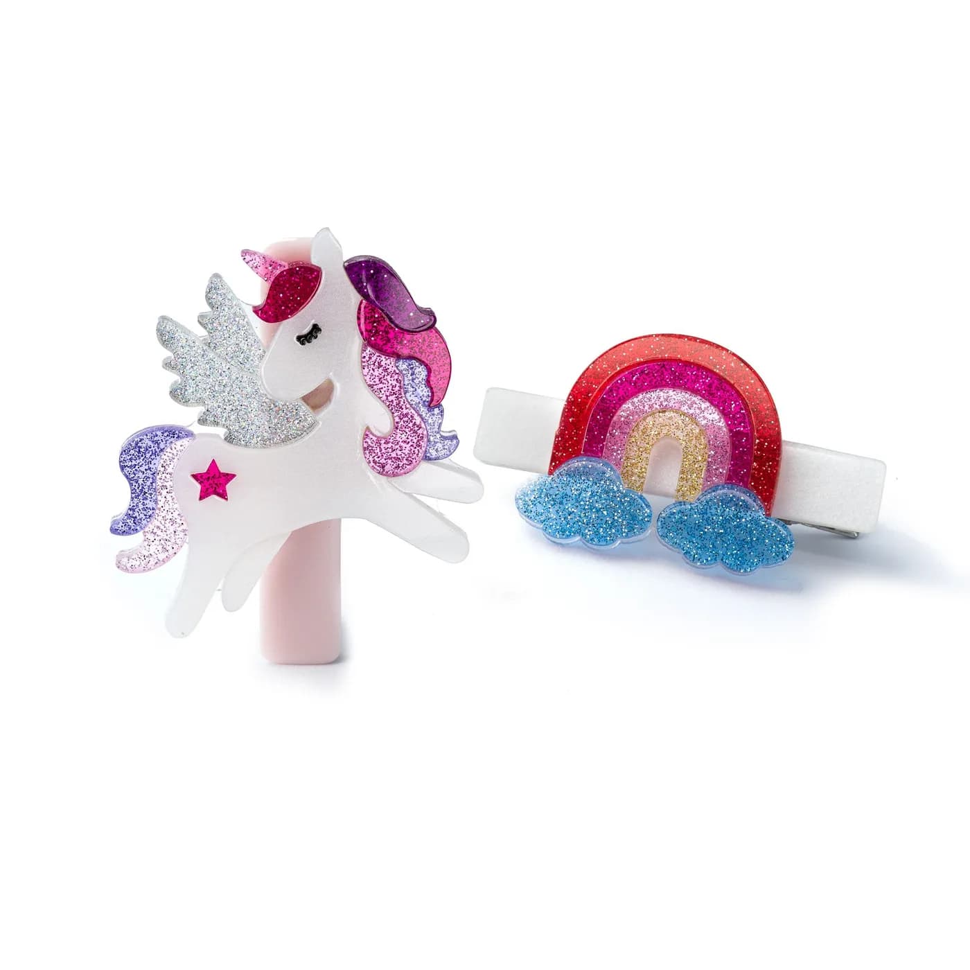 Ganchos Unicornio y Arcoíris con Brillantina