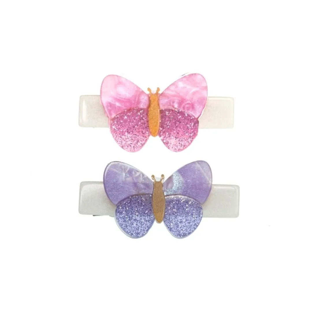 Ganchos Mariposas Brillantes Lila y Rosado